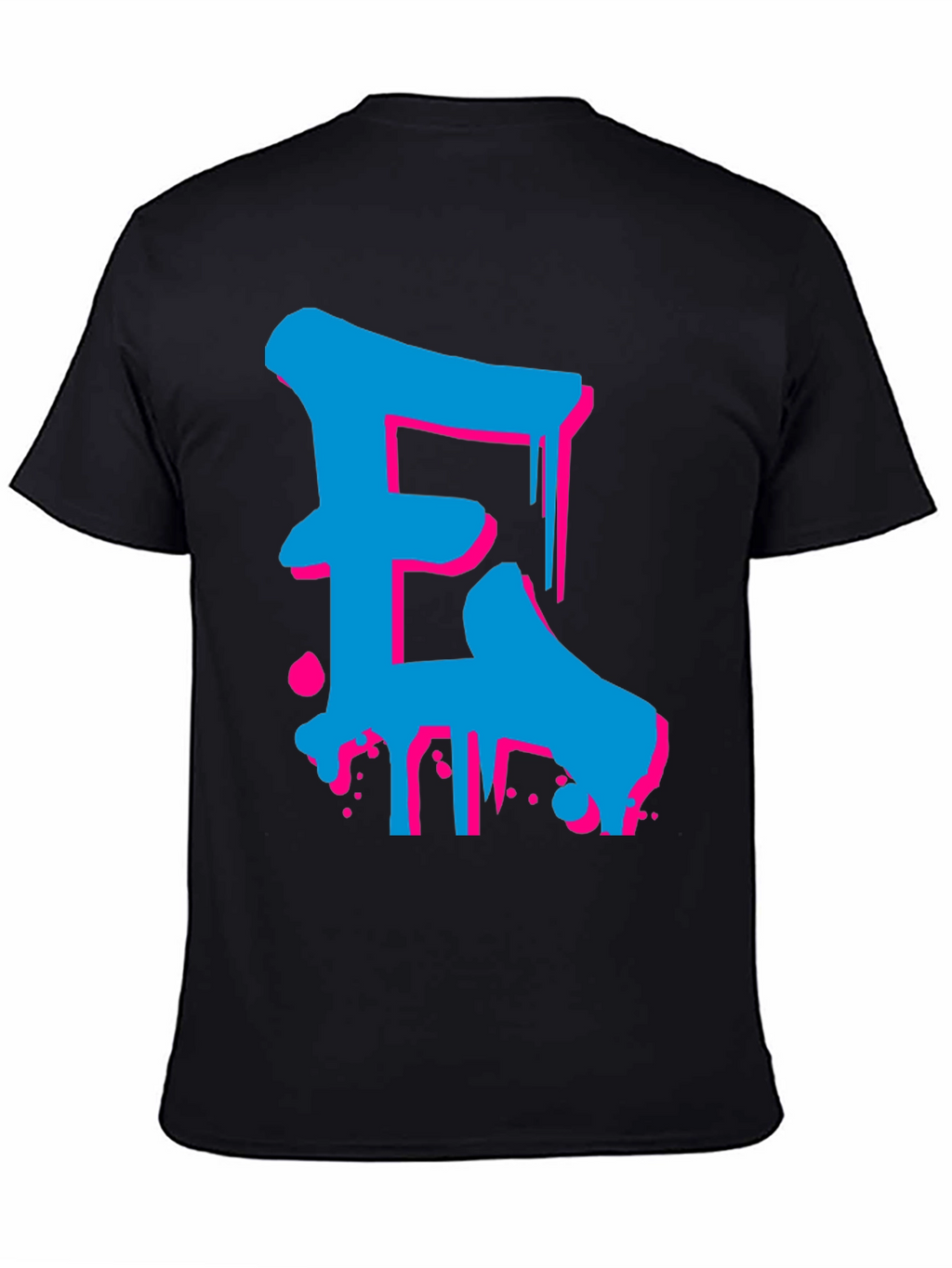 Bold Blue and Pink Letter Graphic Tee