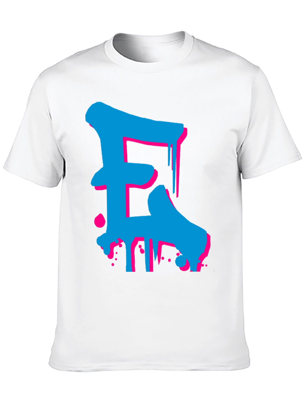 Bold Blue and Pink Letter Graphic Tee