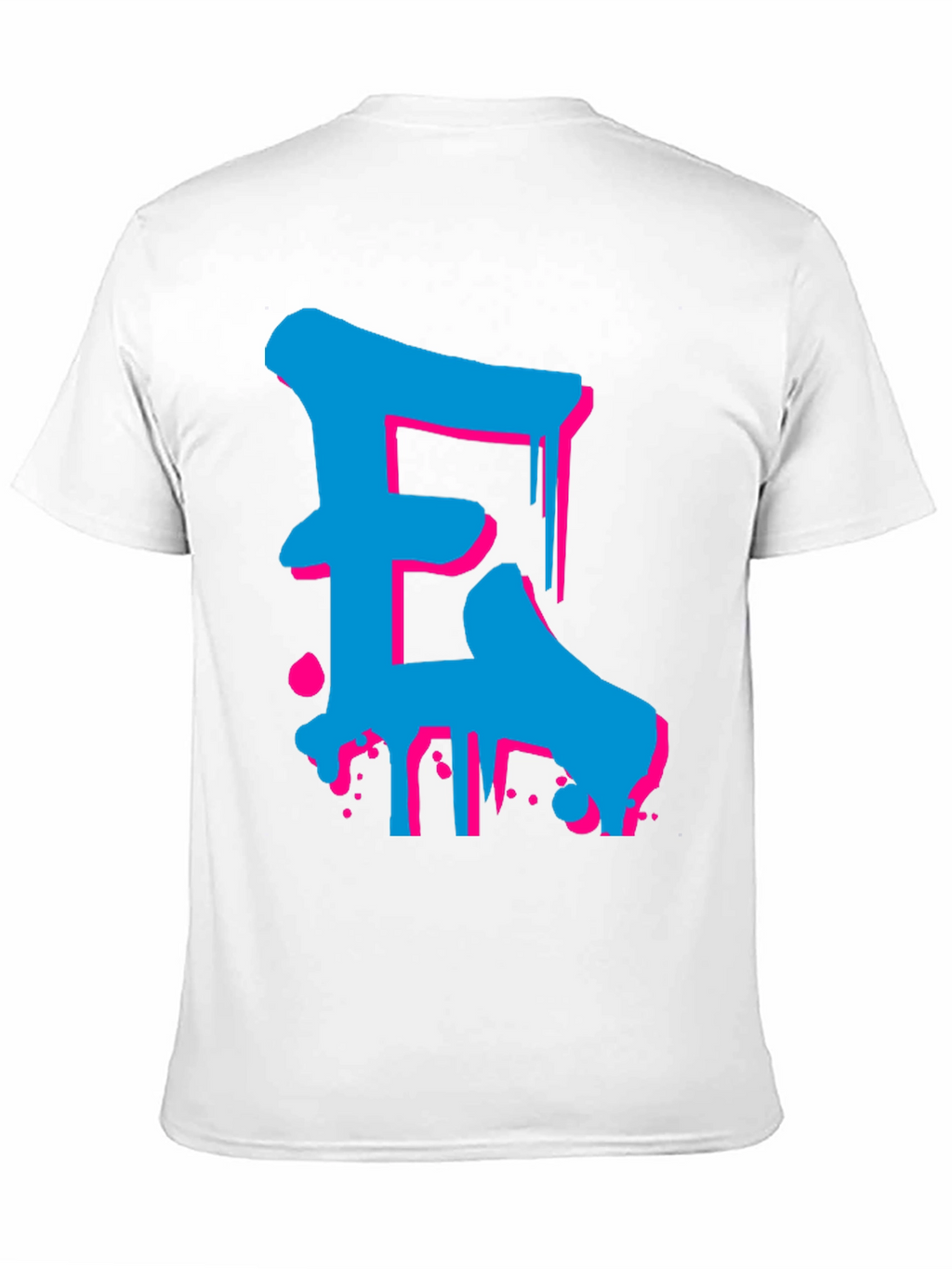 Bold Blue and Pink Letter Graphic Tee