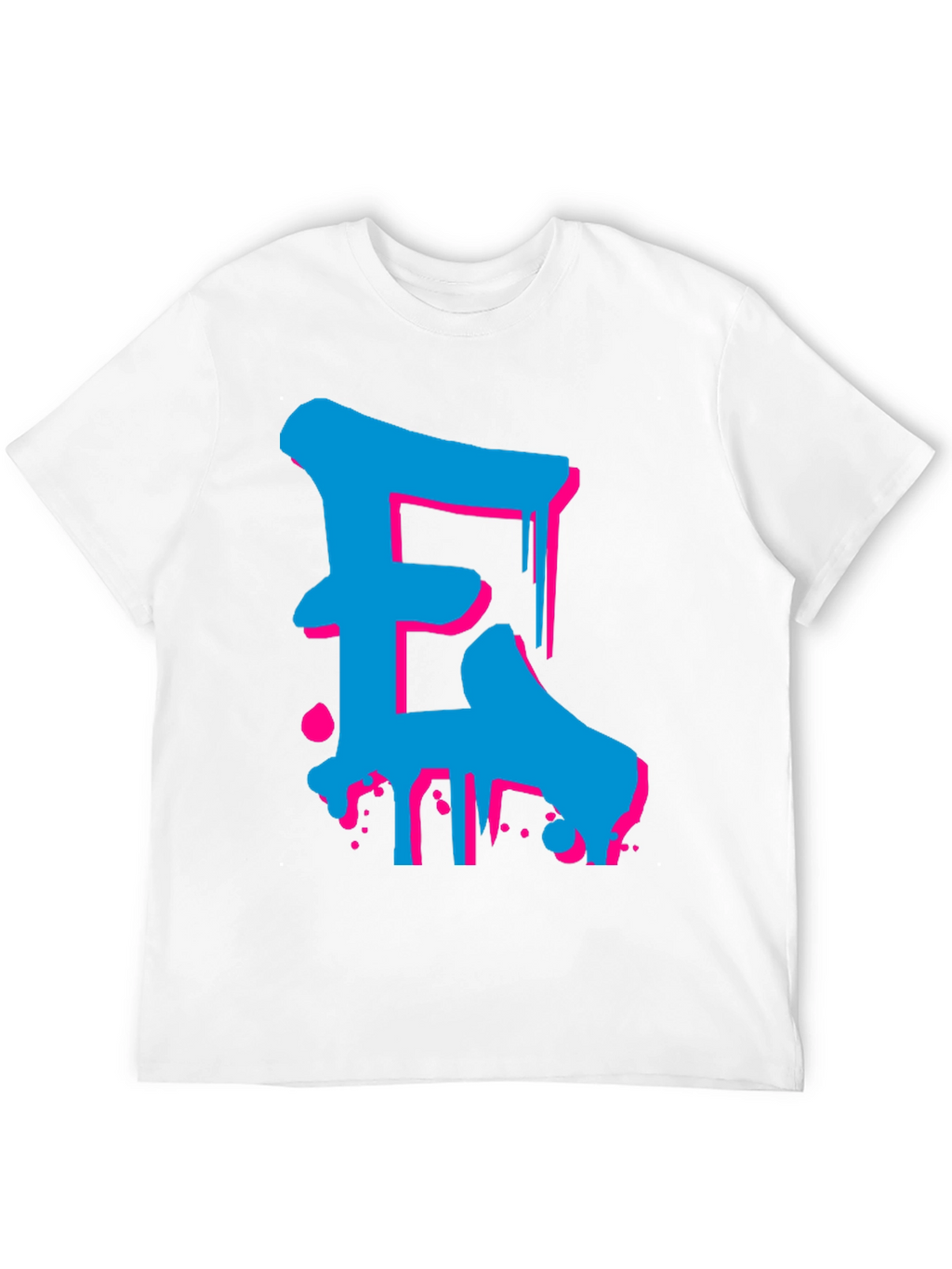 Bold Blue and Pink Letter Graphic Tee