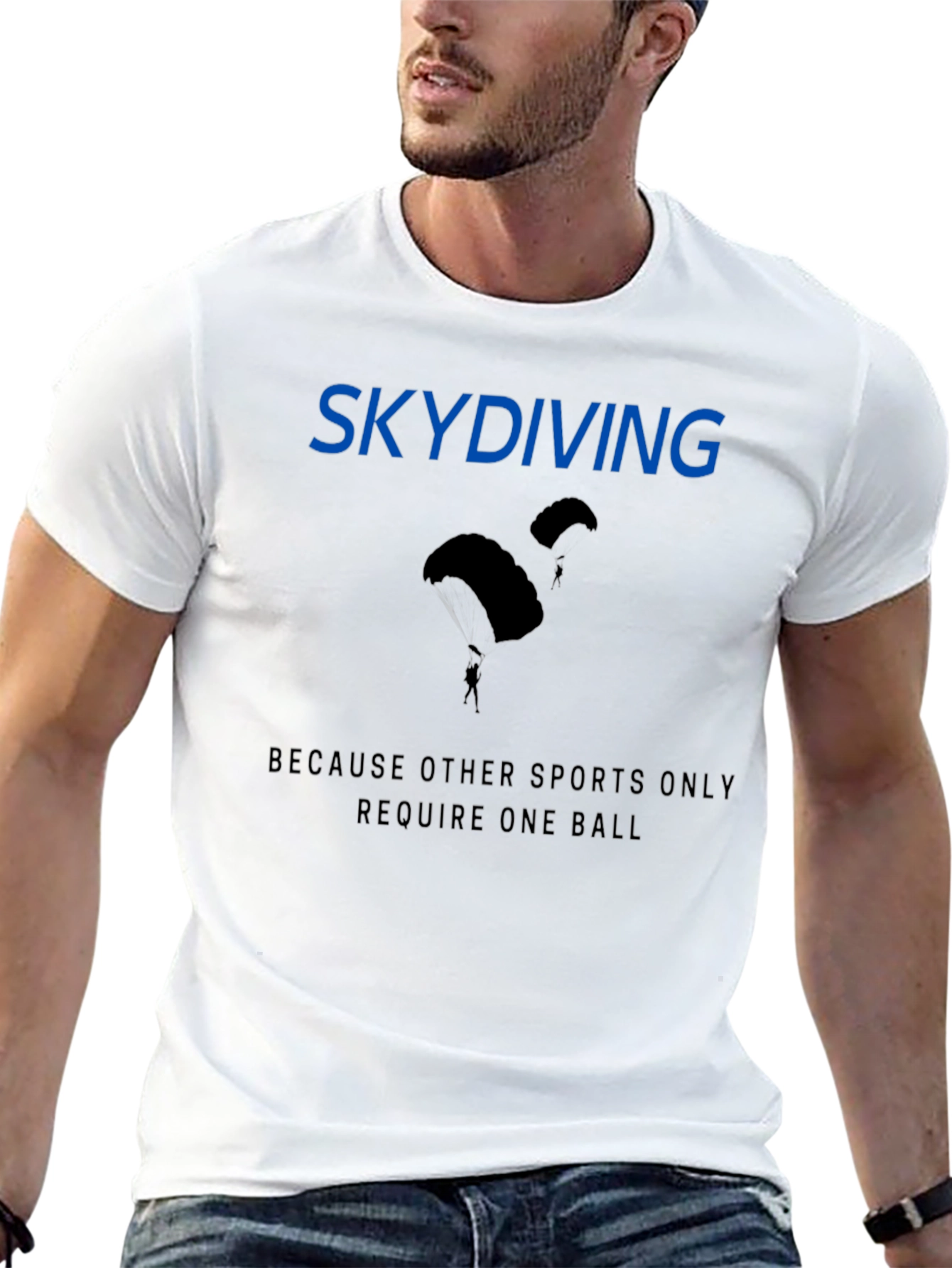 Skydiving Funny Graphic T-Shirt - Black