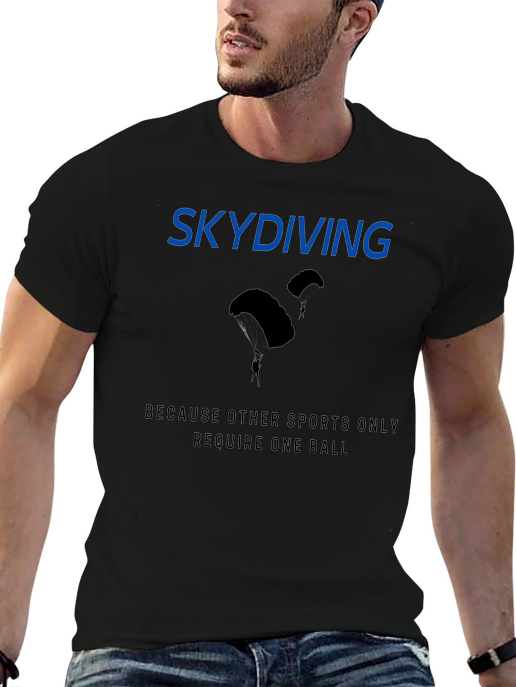 Skydiving Funny Graphic T-Shirt - Black