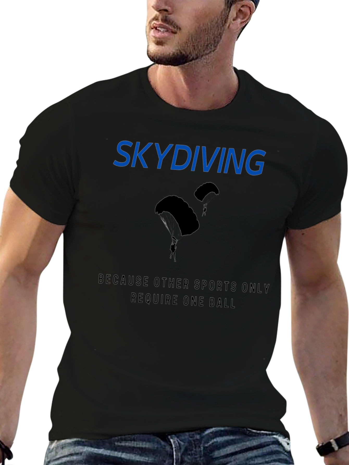 Skydiving Funny Graphic T-Shirt - Black