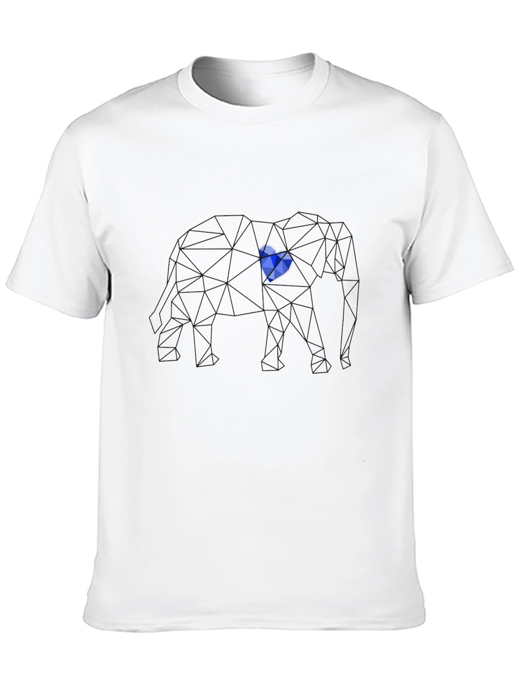 Geometric Elephant Tee - Blue Heart Design