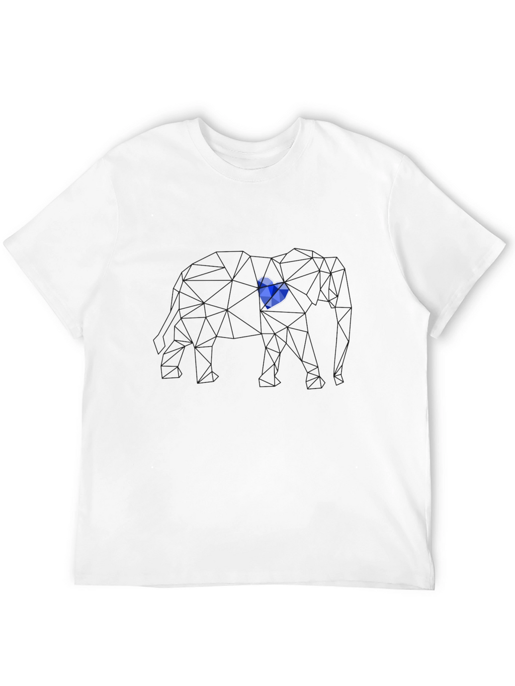 Geometric Elephant Tee - Blue Heart Design