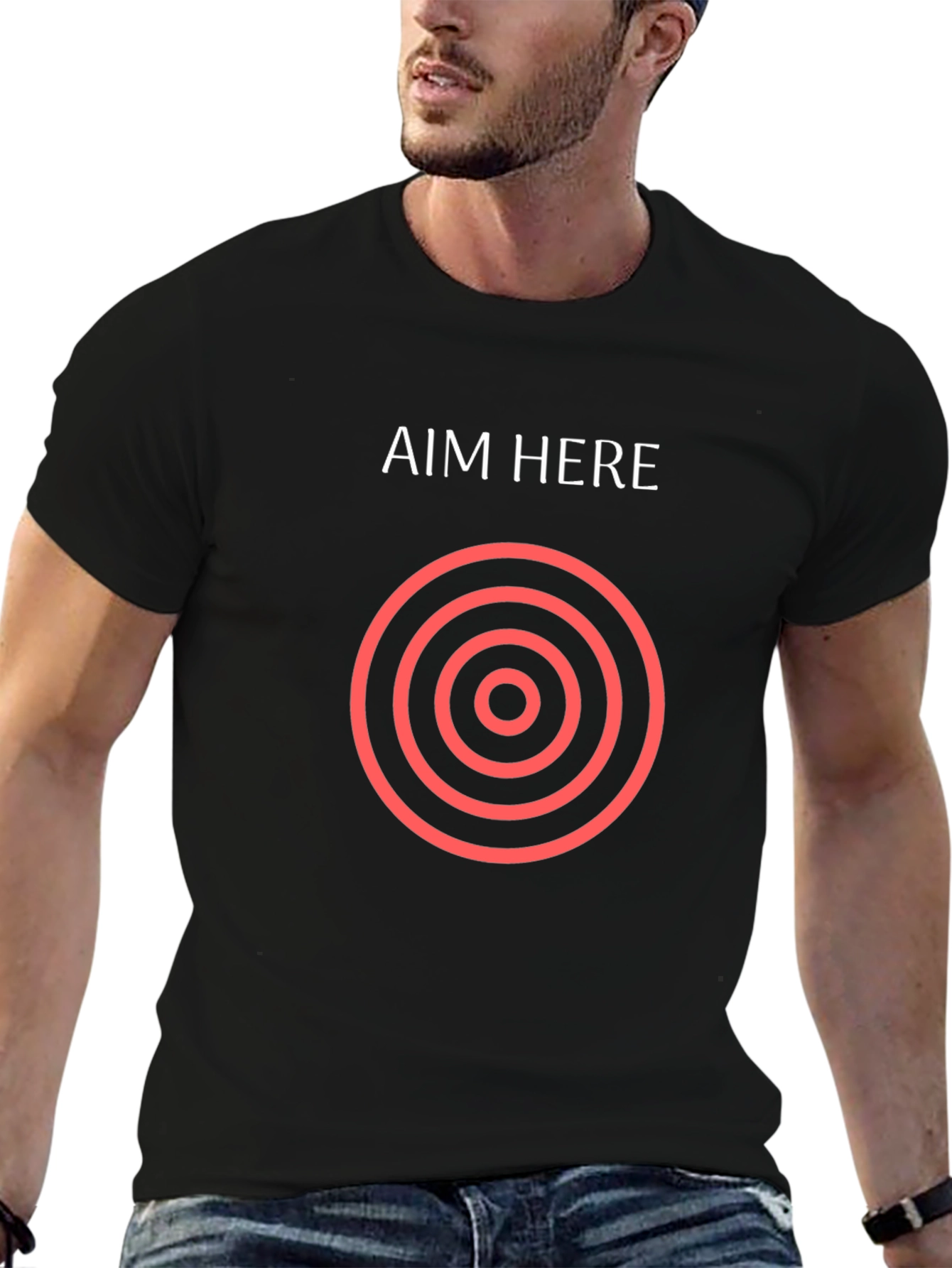 Aim Here Graphic T-Shirt - Black Cotton Tee