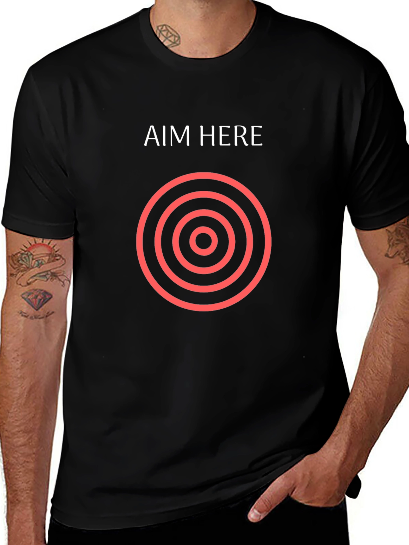 Aim Here Graphic T-Shirt - Black Cotton Tee