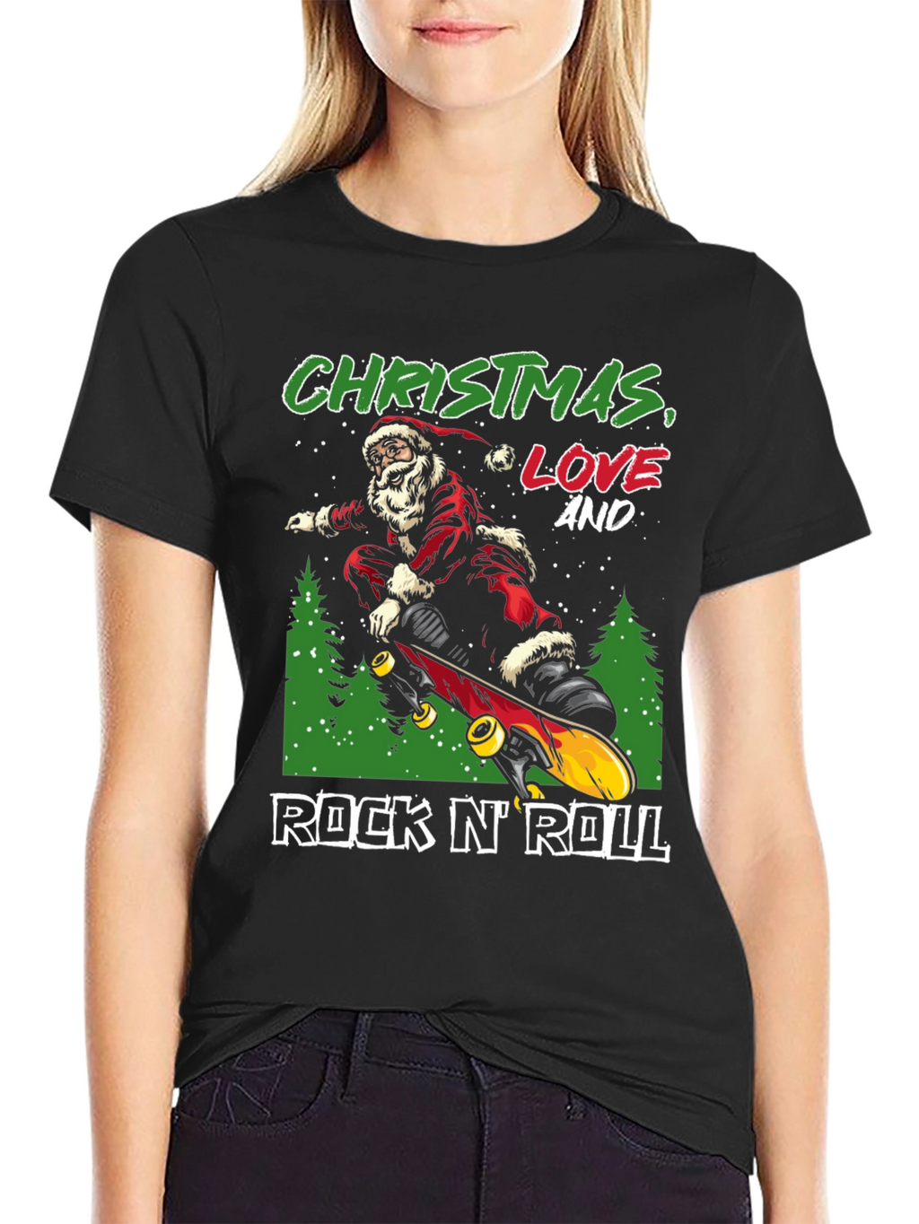 Christmas Santa Skateboard T-Shirt
