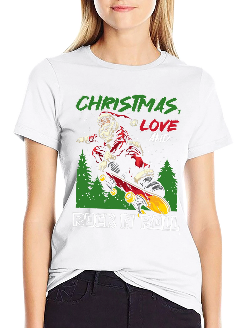 Christmas Santa Skateboard T-Shirt