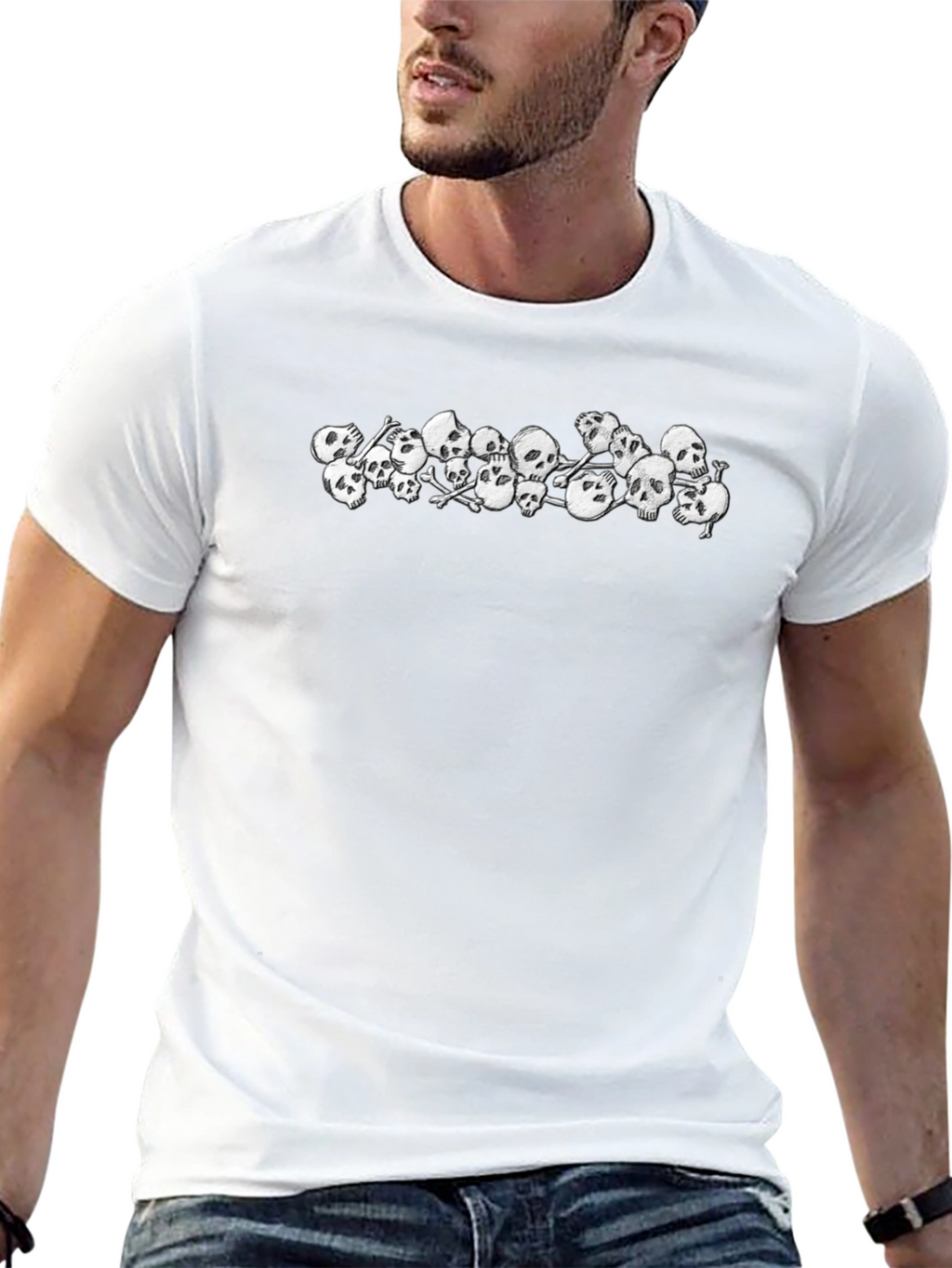 Skull Pile Graphic Tee - Black Cotton T-Shirt