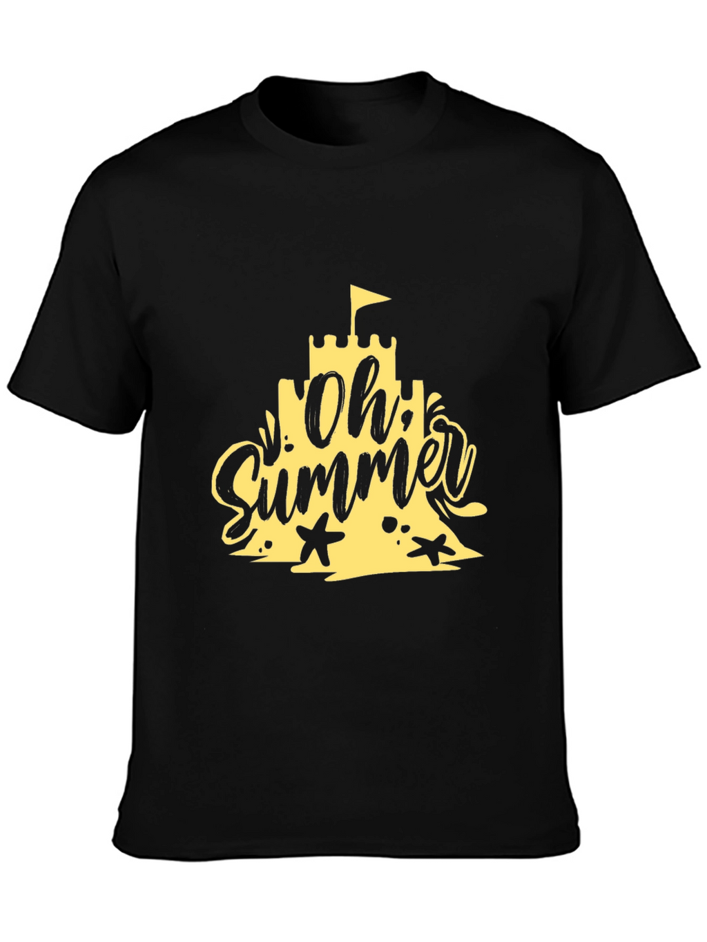 Oh Summer Black T-Shirt - Beach Vibes