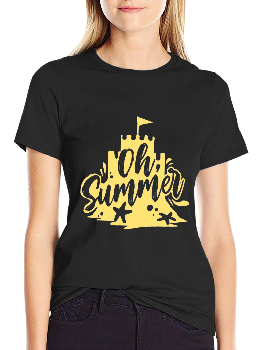 Oh Summer Black T-Shirt - Beach Vibes