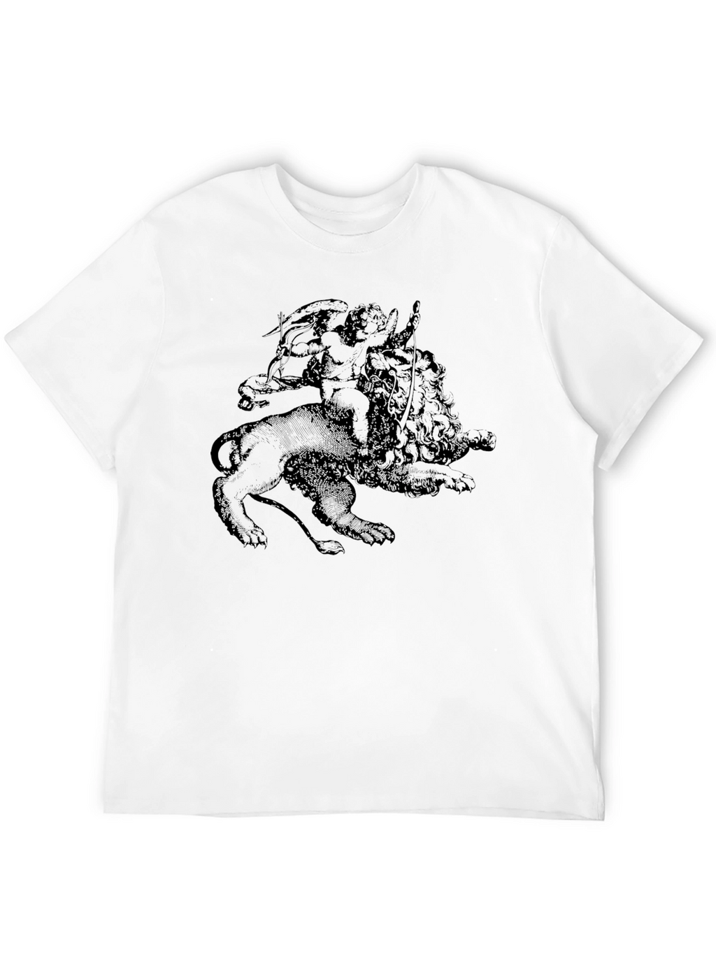 Cupid and Lion Black Graphic Tee