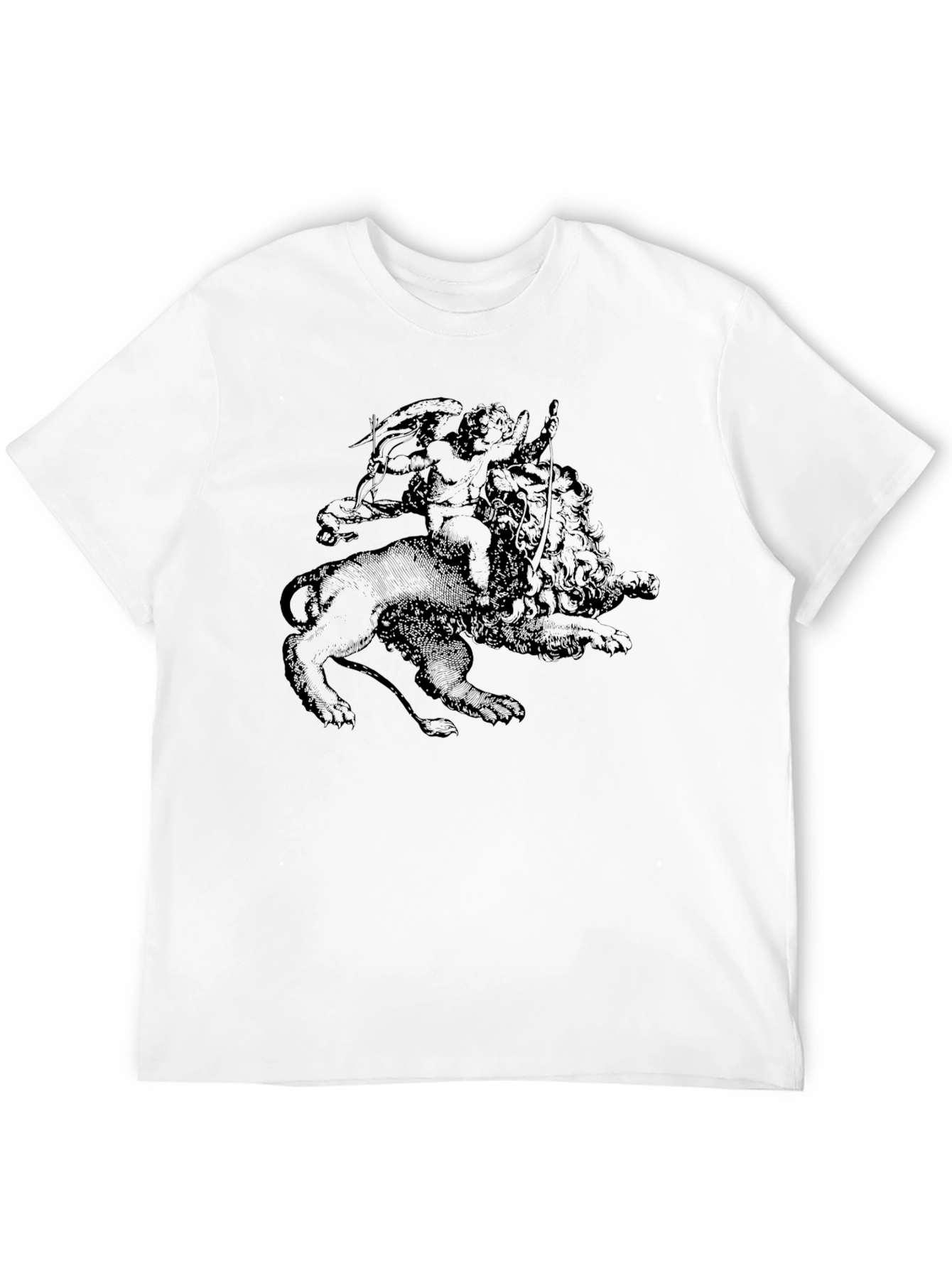 Cupid and Lion Black Graphic Tee
