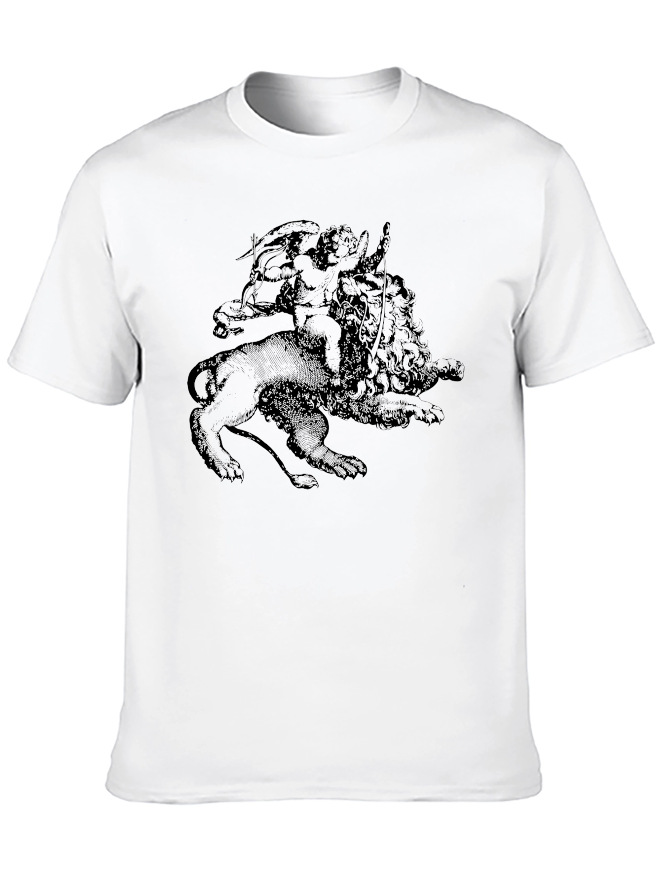 Cupid and Lion Black Graphic Tee