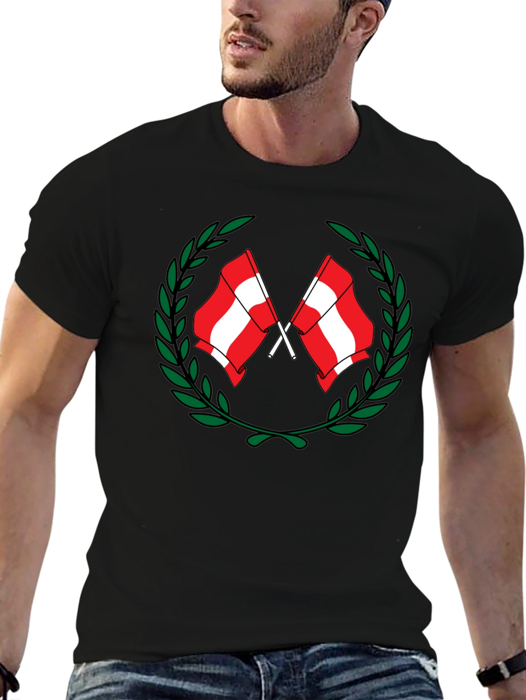 Austria Flag Laurel Wreath Graphic Tee