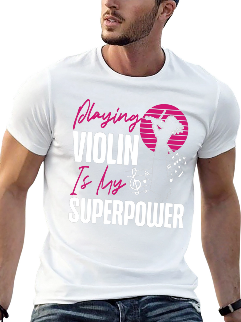 Violin Superpower Graphic Tee - Music Lovers T-Shirt