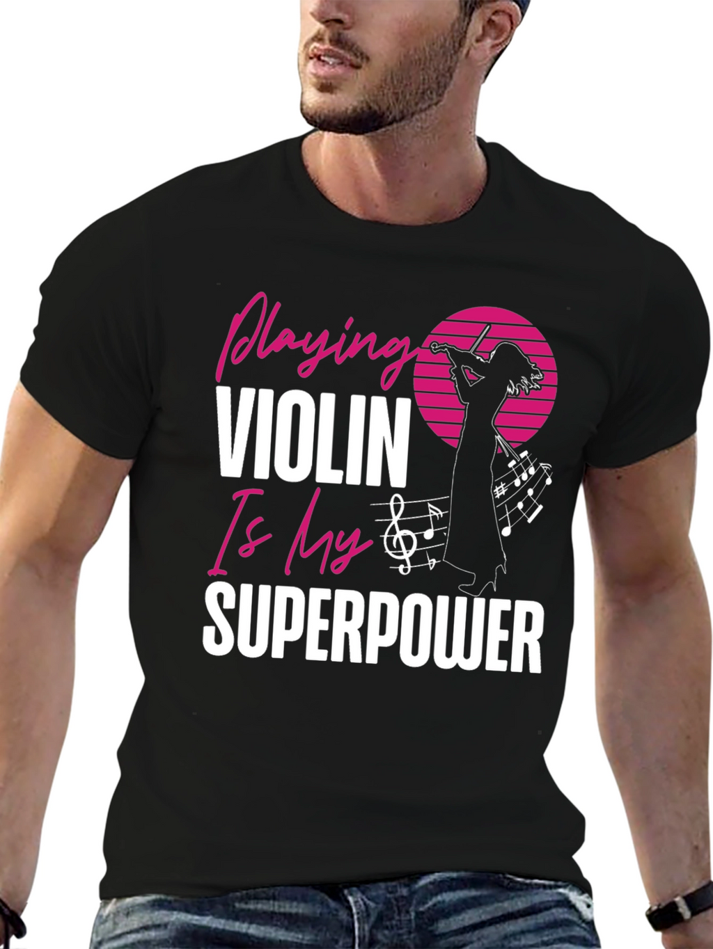 Violin Superpower Graphic Tee - Music Lovers T-Shirt
