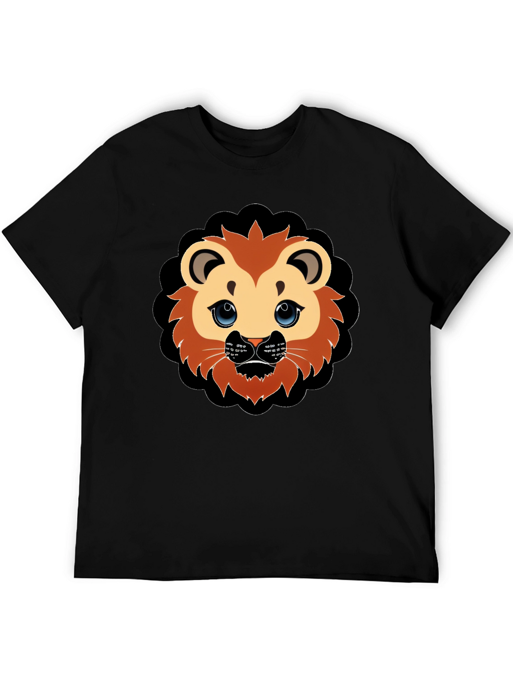 Cute Lion Graphic Black T-Shirt