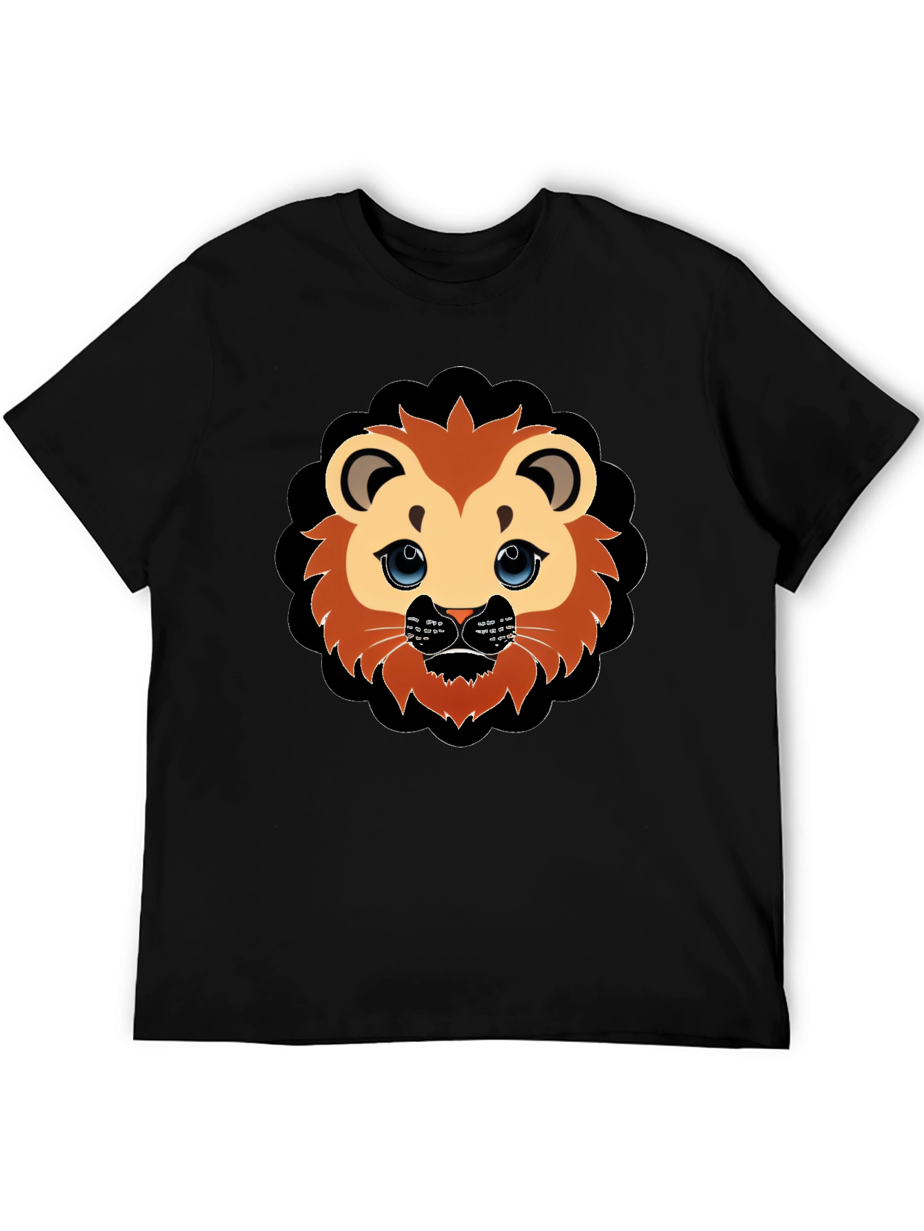 Cute Lion Graphic Black T-Shirt