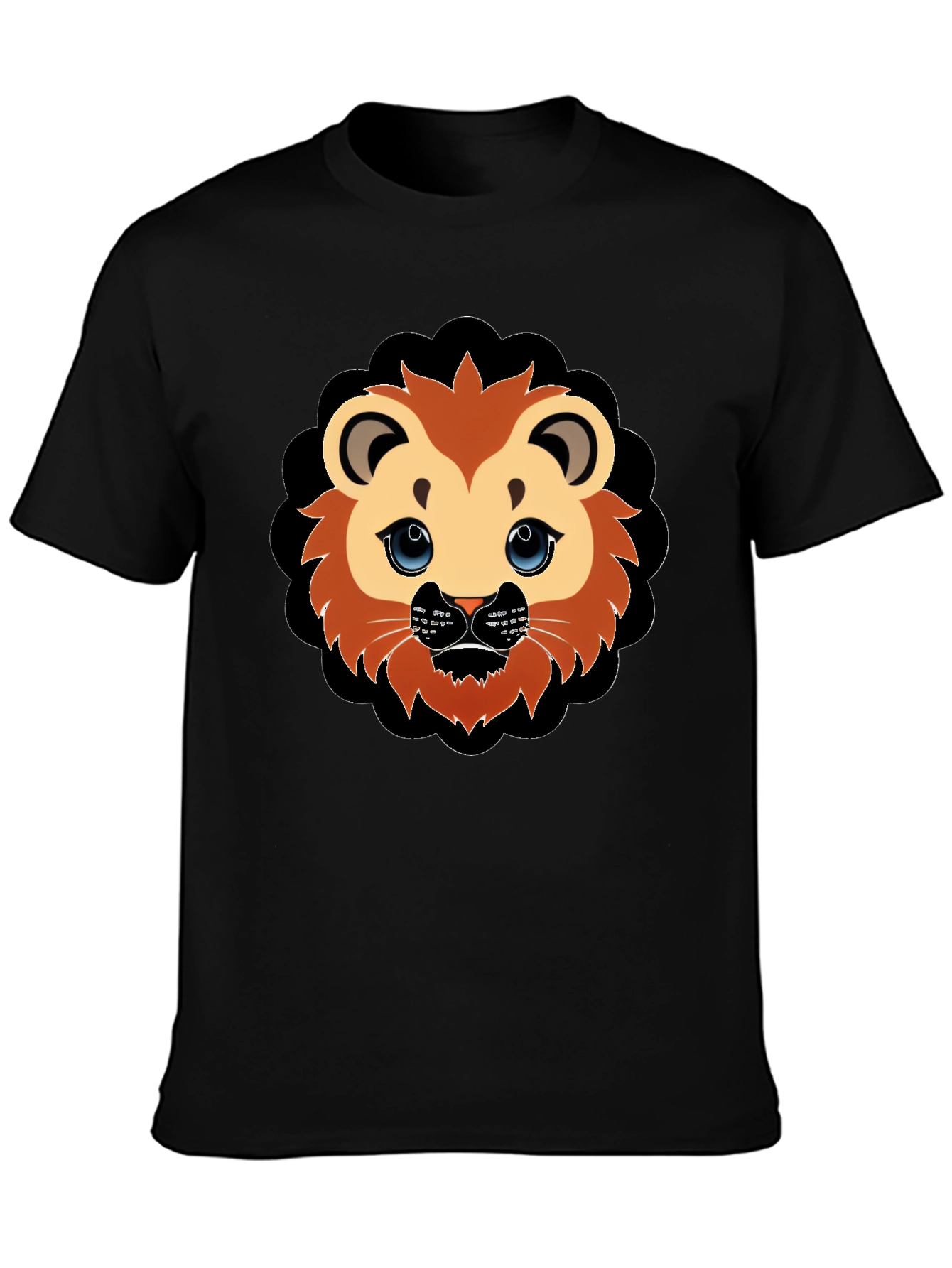 Cute Lion Graphic Black T-Shirt