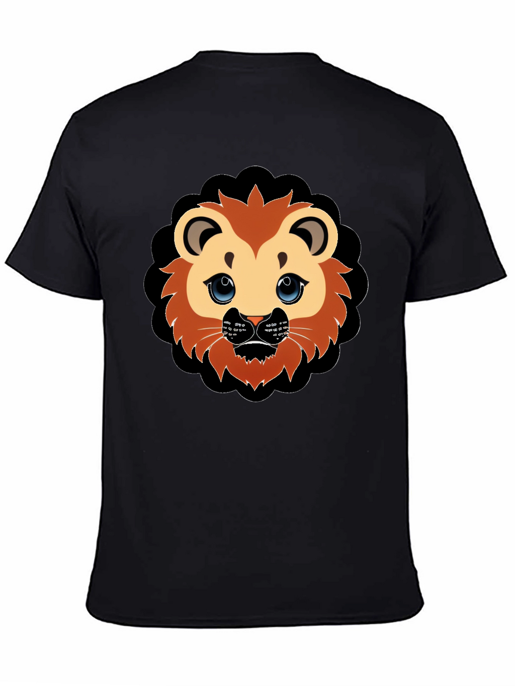 Cute Lion Graphic Black T-Shirt