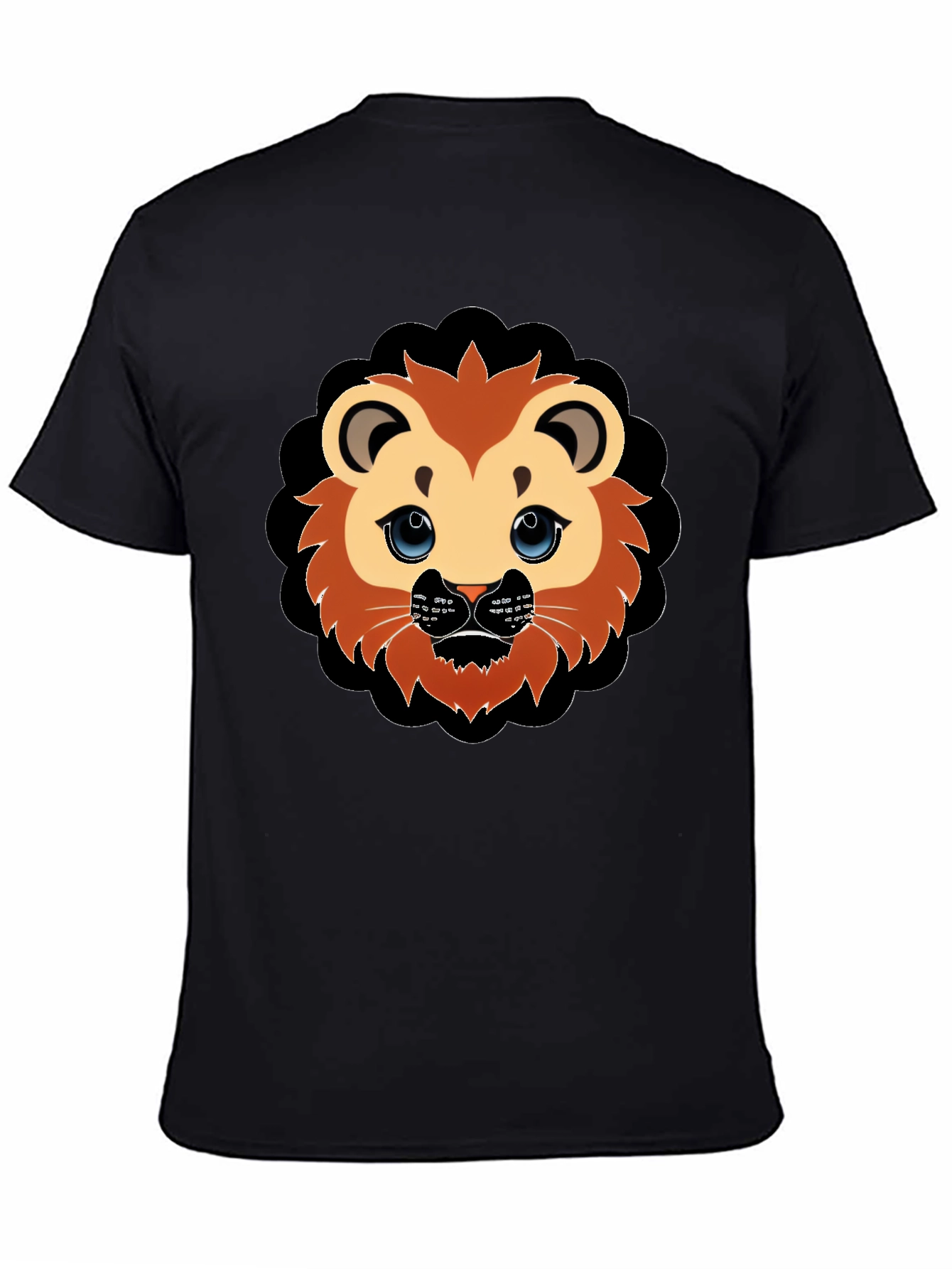 Cute Lion Graphic Black T-Shirt