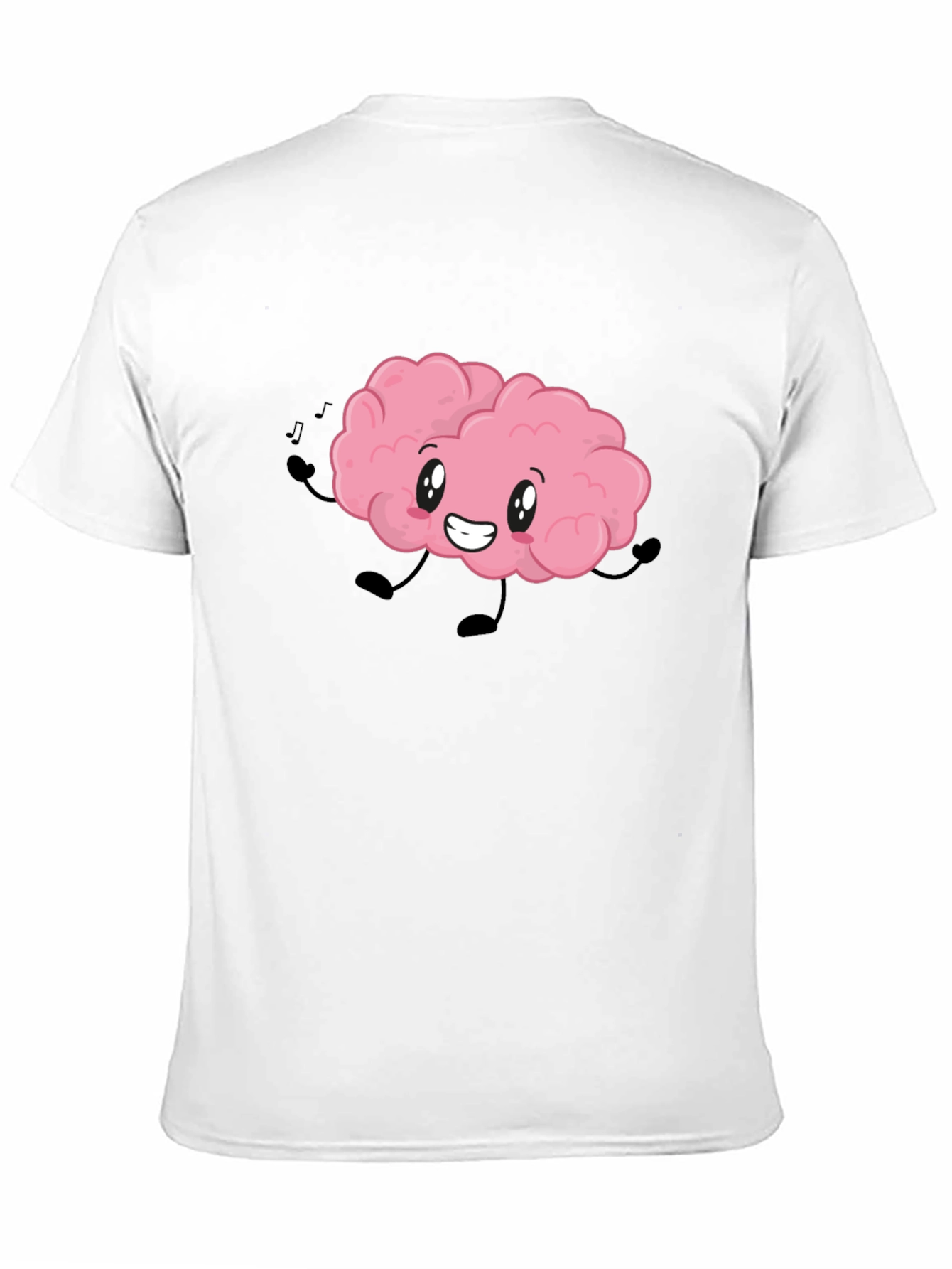 Brain Cartoon T-Shirt - Black Cotton Crew Neck Tee