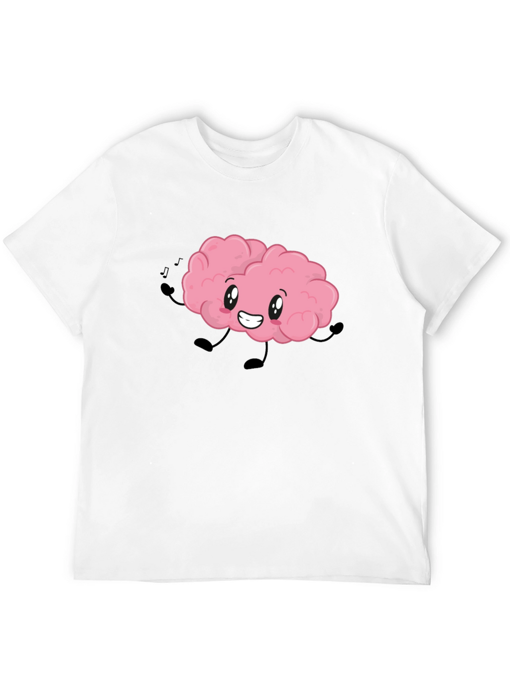 Brain Cartoon T-Shirt - Black Cotton Crew Neck Tee