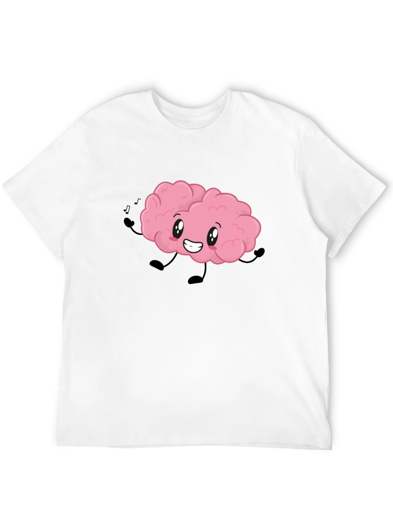 Brain Cartoon T-Shirt - Black Cotton Crew Neck Tee