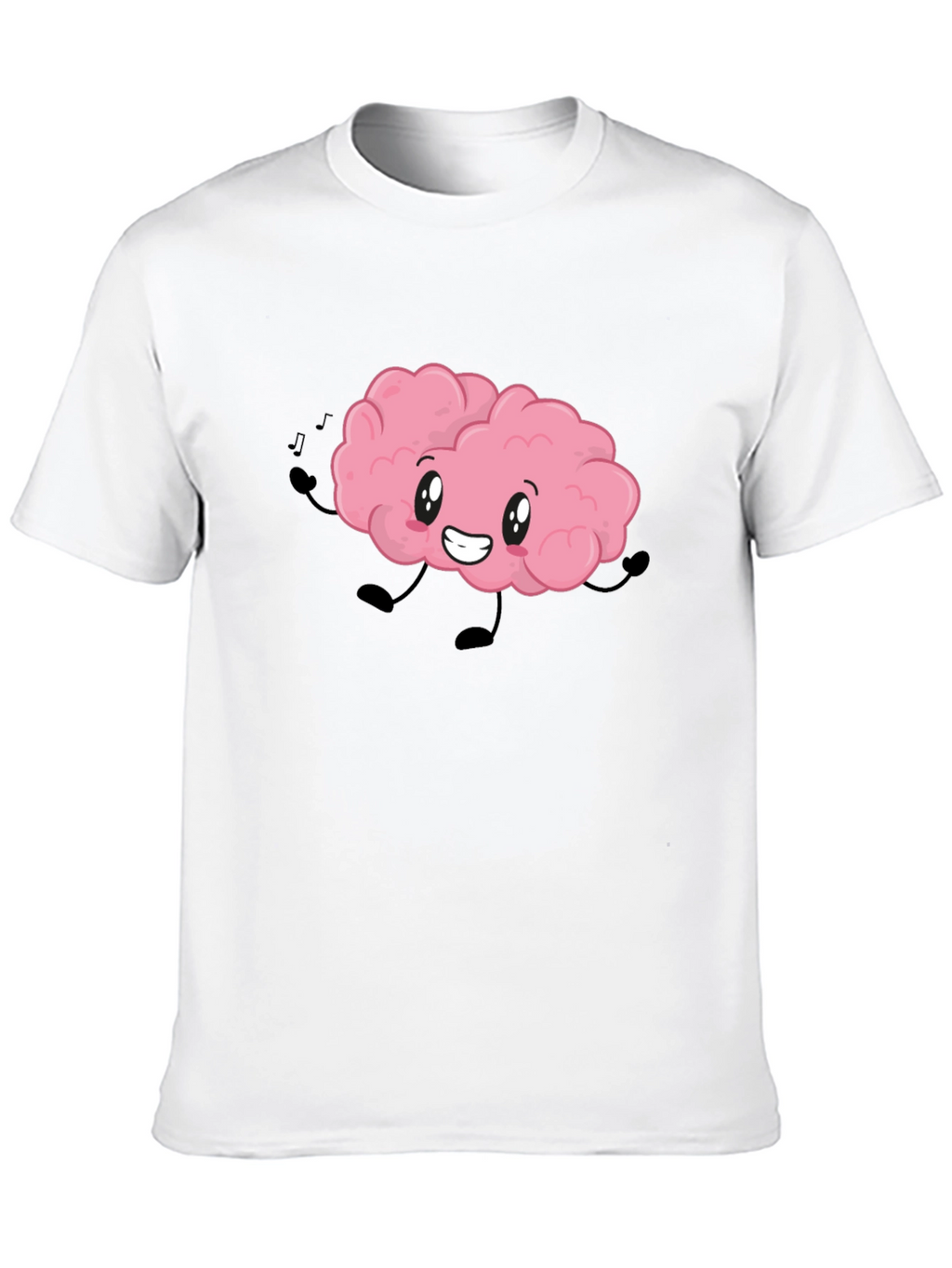 Brain Cartoon T-Shirt - Black Cotton Crew Neck Tee
