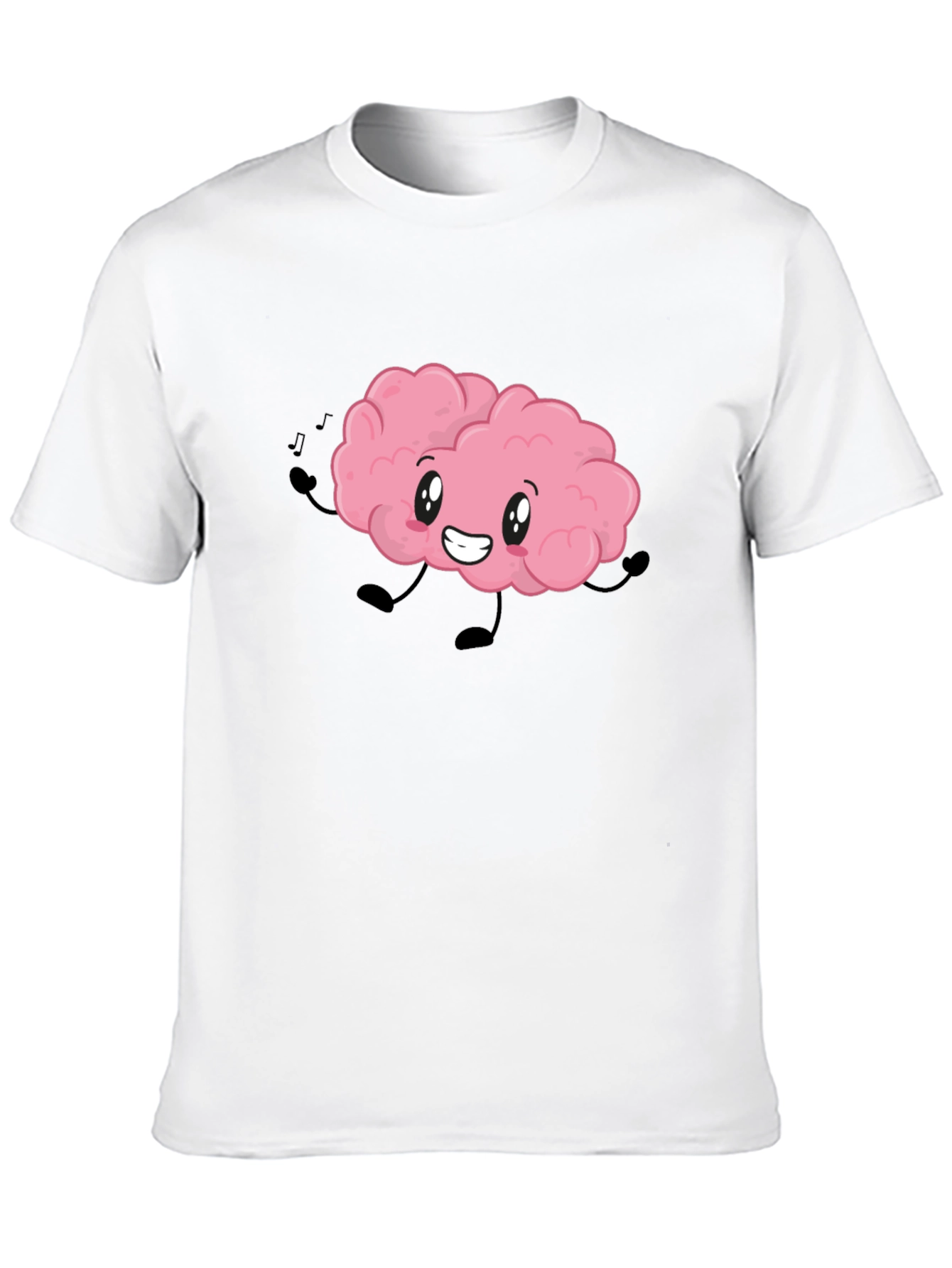 Brain Cartoon T-Shirt - Black Cotton Crew Neck Tee
