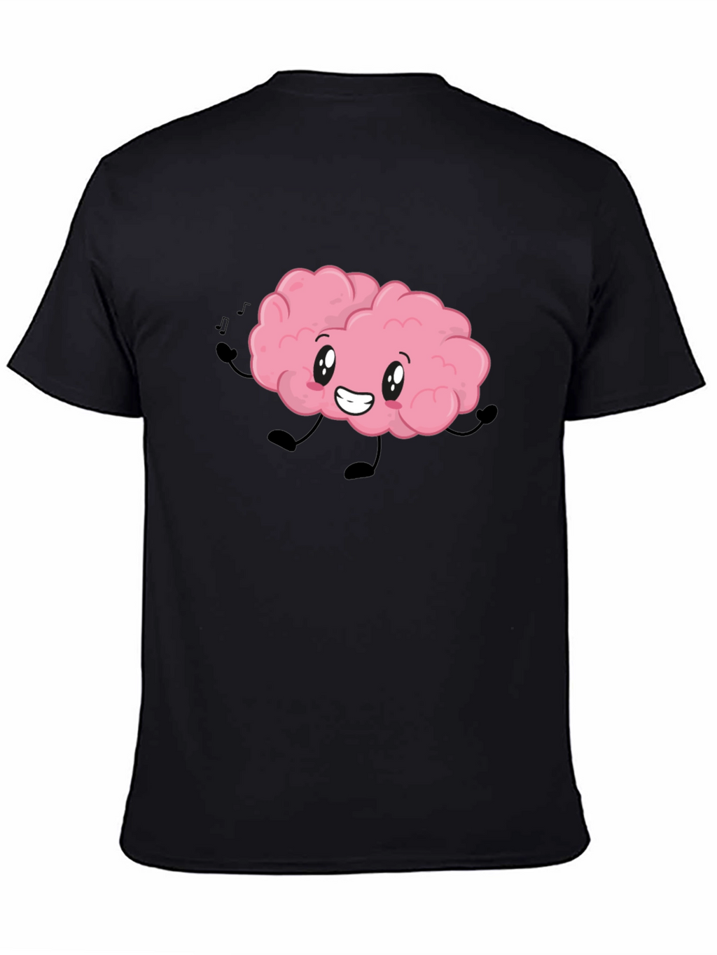 Brain Cartoon T-Shirt - Black Cotton Crew Neck Tee
