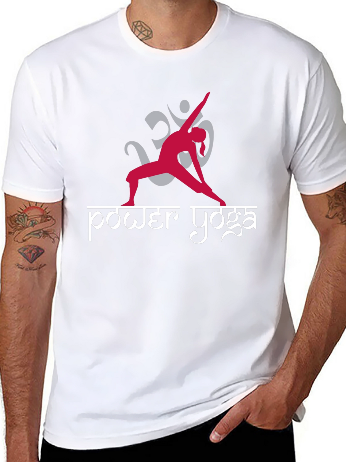 Power Yoga T-Shirt - Om Design - Black Cotton Tee