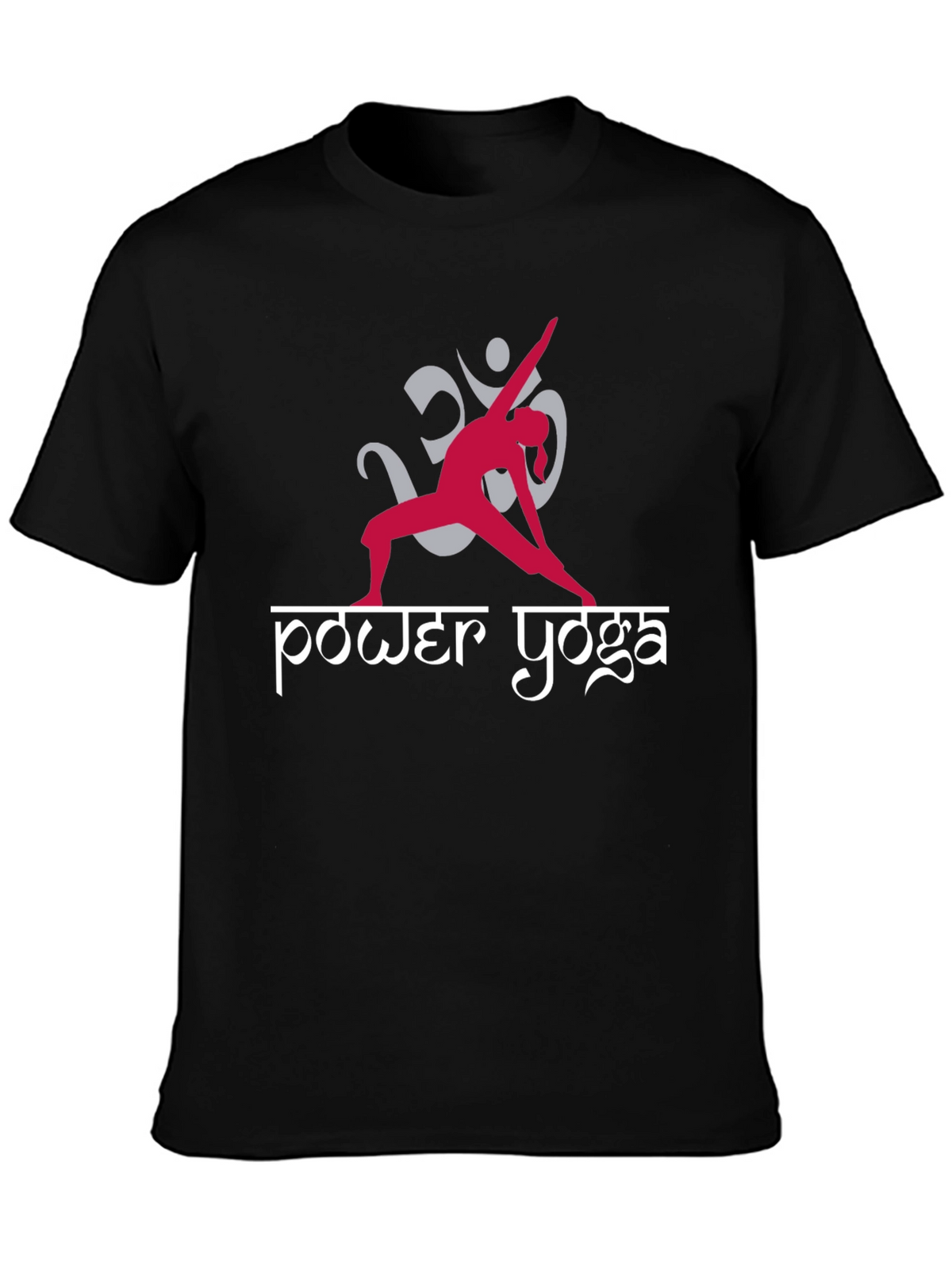 Power Yoga T-Shirt - Om Design - Black Cotton Tee