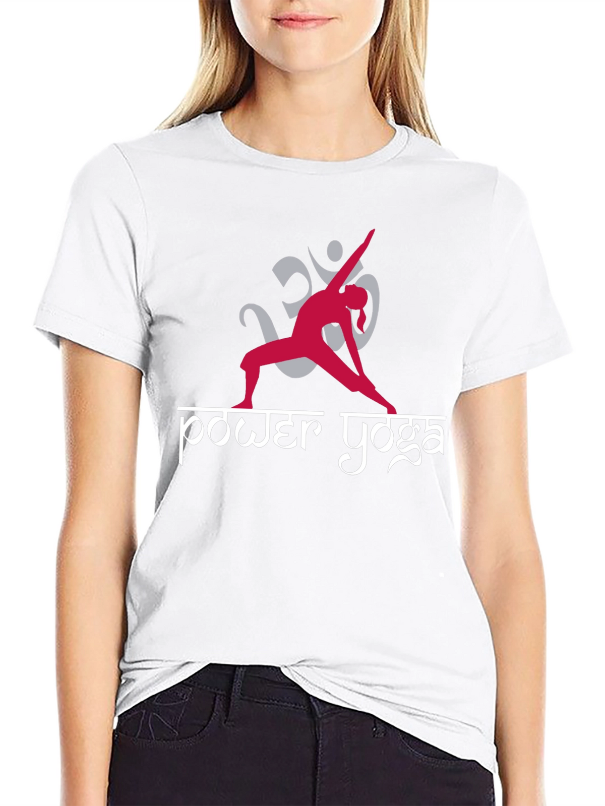 Power Yoga T-Shirt - Om Design - Black Cotton Tee