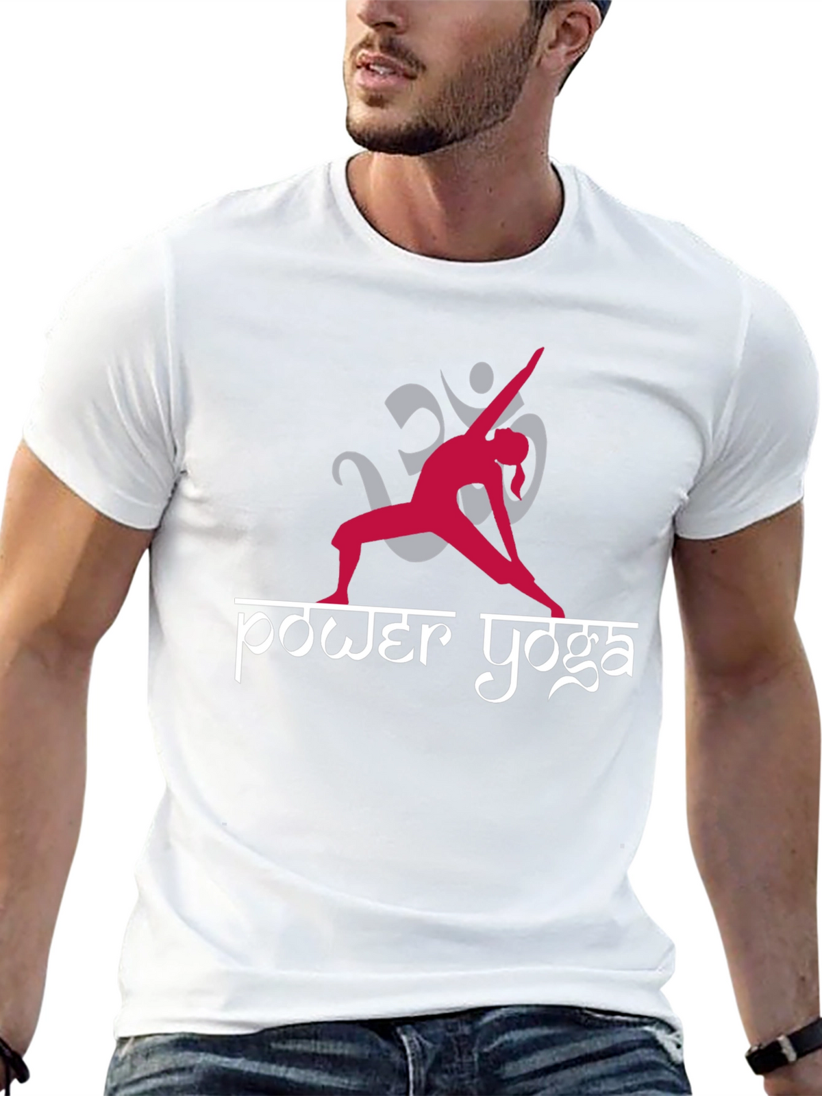 Power Yoga T-Shirt - Om Design - Black Cotton Tee