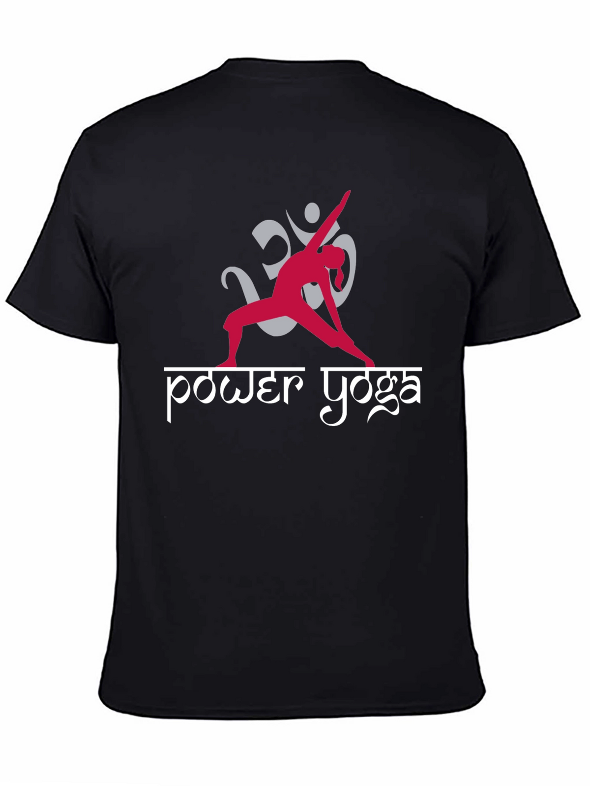 Power Yoga T-Shirt - Om Design - Black Cotton Tee
