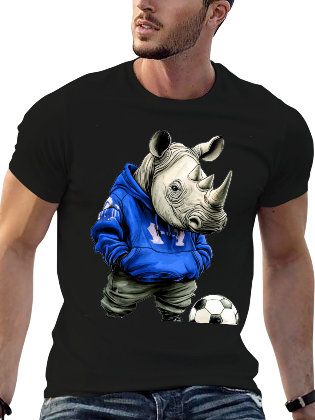 Rhino Hoodie T-Shirt - Streetwear Soccer Style
