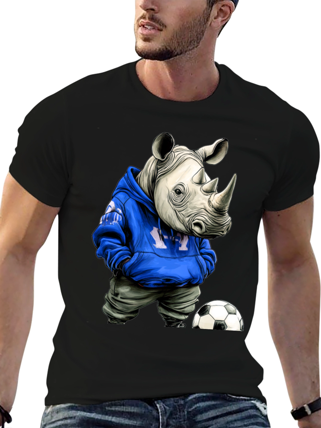 Rhino Hoodie T-Shirt - Streetwear Soccer Style