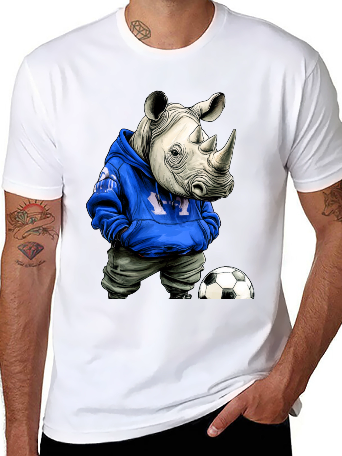 Rhino Hoodie T-Shirt - Streetwear Soccer Style