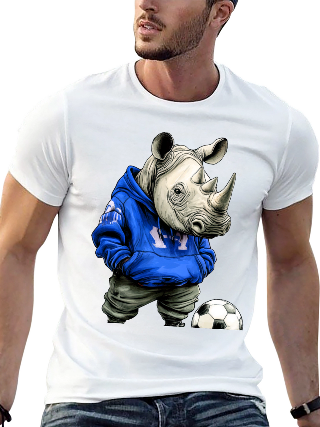 Rhino Hoodie T-Shirt - Streetwear Soccer Style