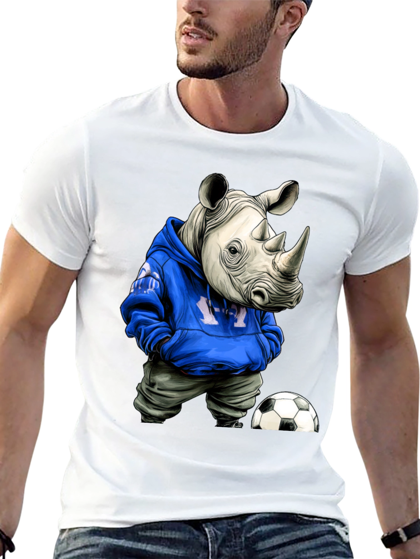 Rhino Hoodie T-Shirt - Streetwear Soccer Style