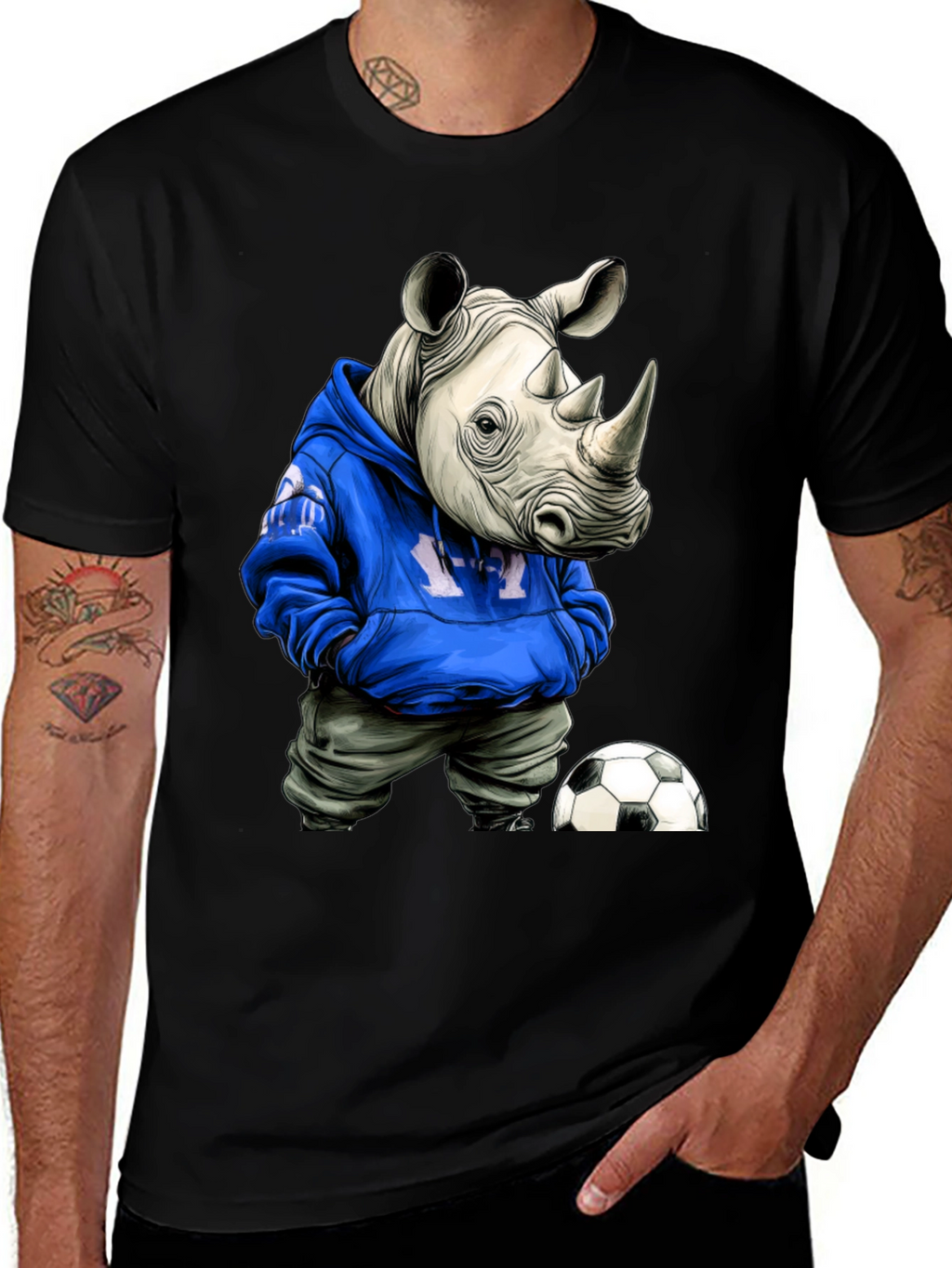Rhino Hoodie T-Shirt - Streetwear Soccer Style