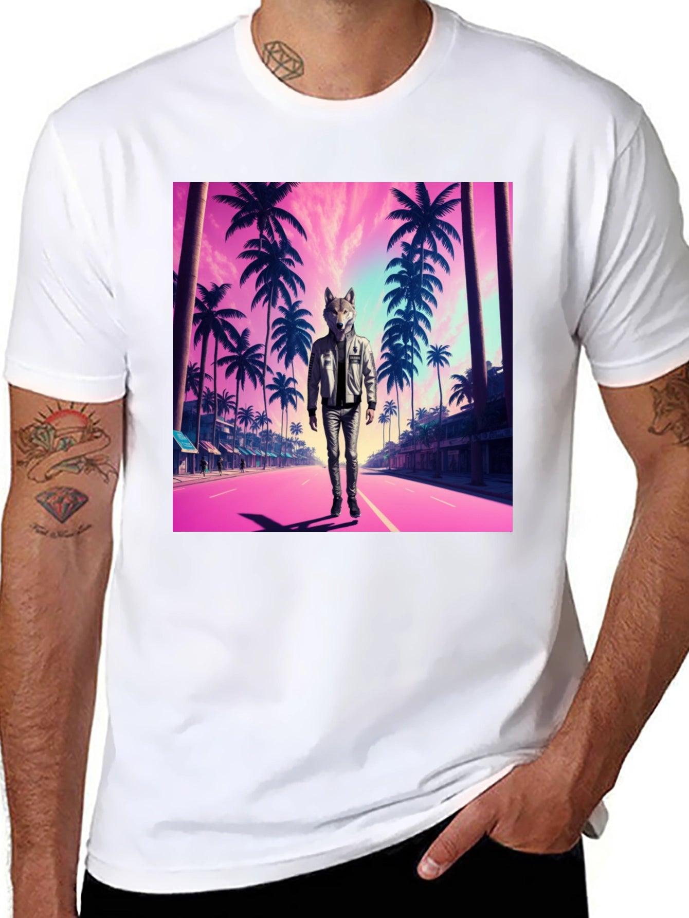 Wolf Head Retro Street T-Shirt