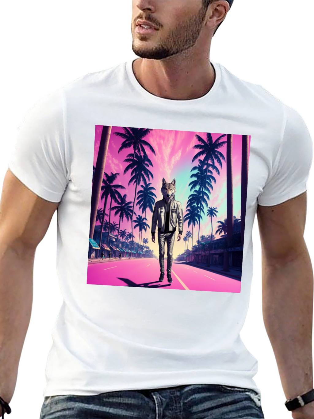 Wolf Head Retro Street T-Shirt