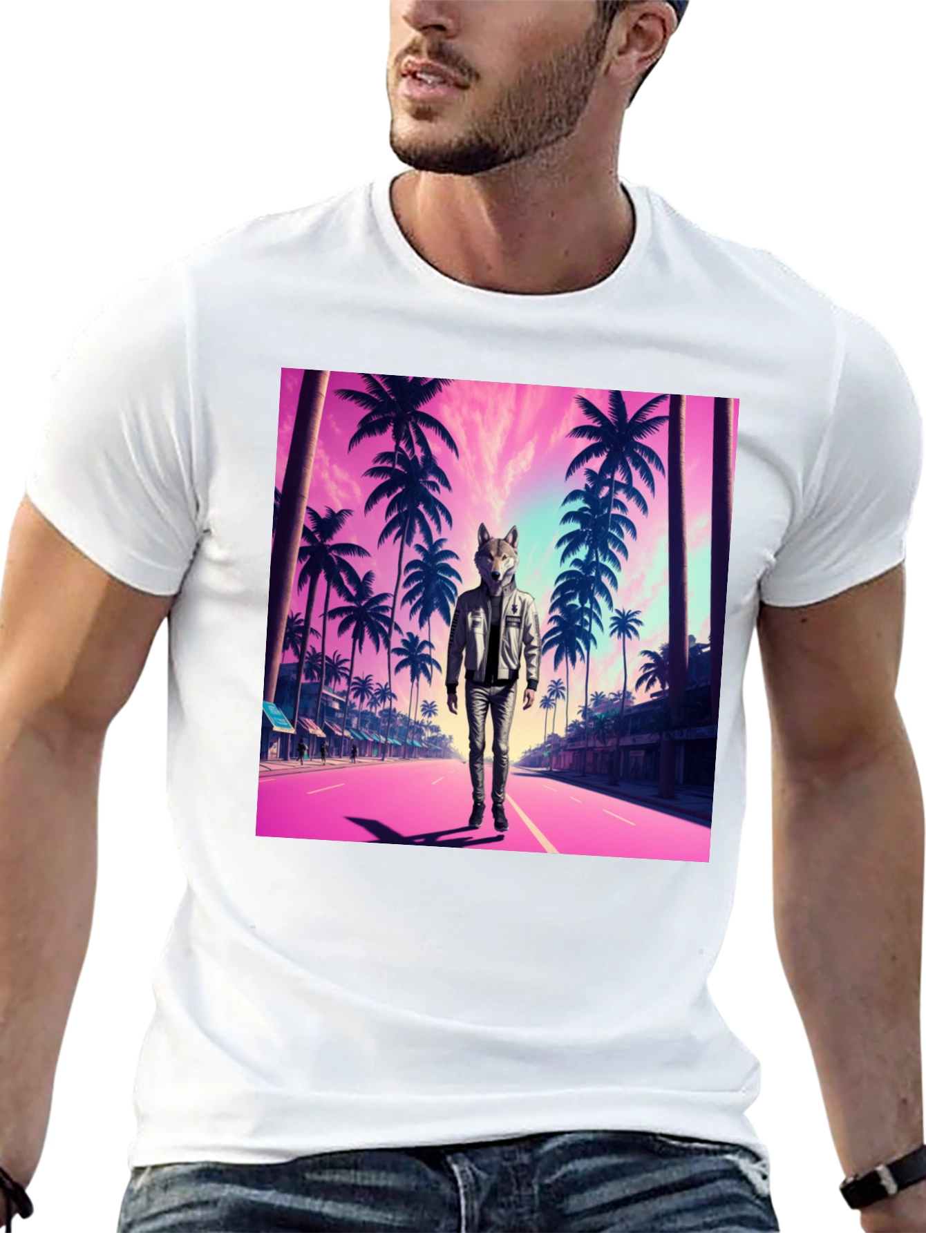Wolf Head Retro Street T-Shirt