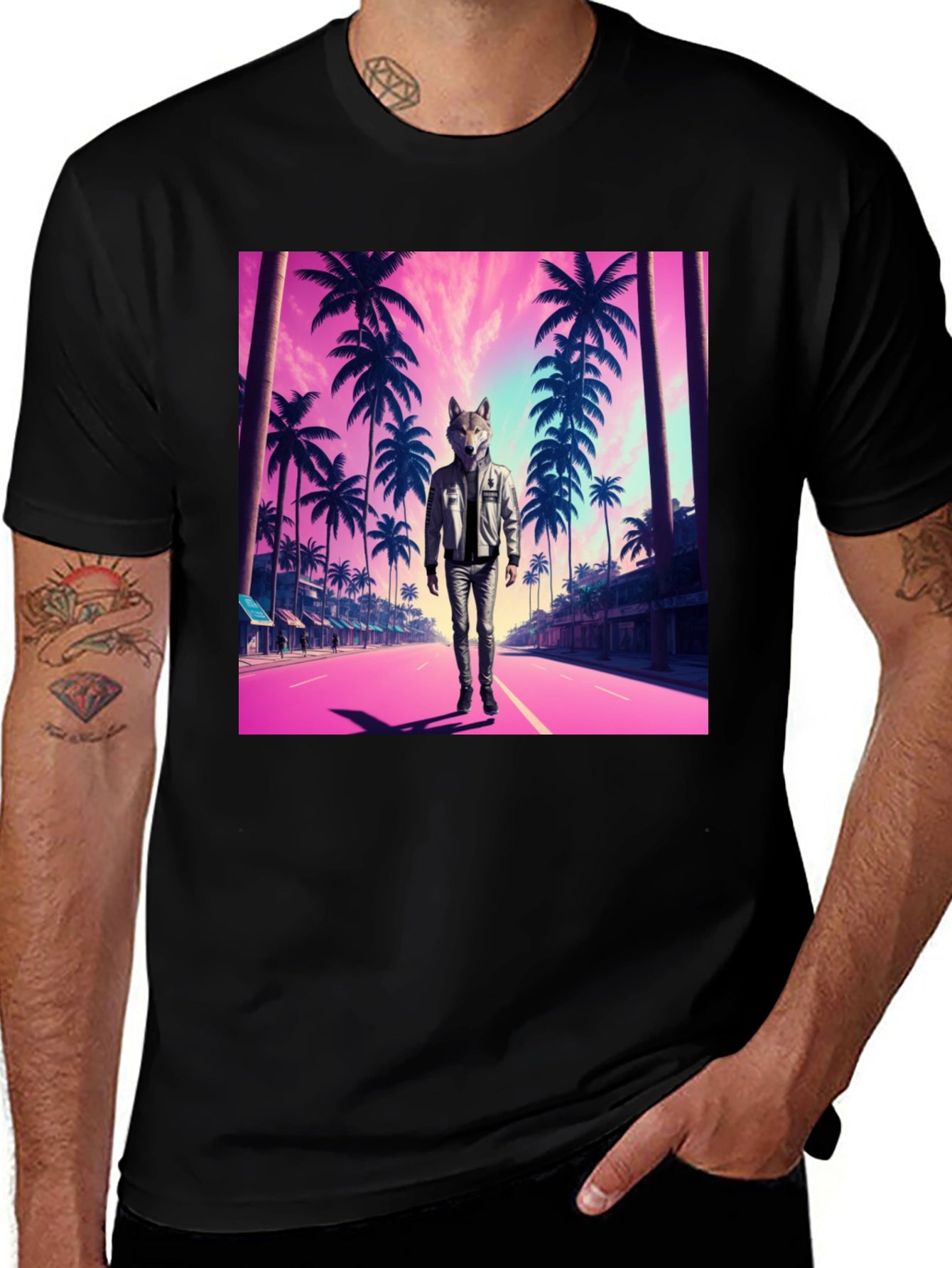 Wolf Head Retro Street T-Shirt
