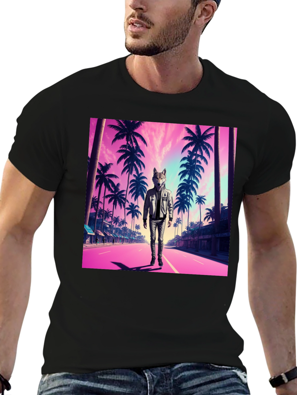 Wolf Head Retro Street T-Shirt