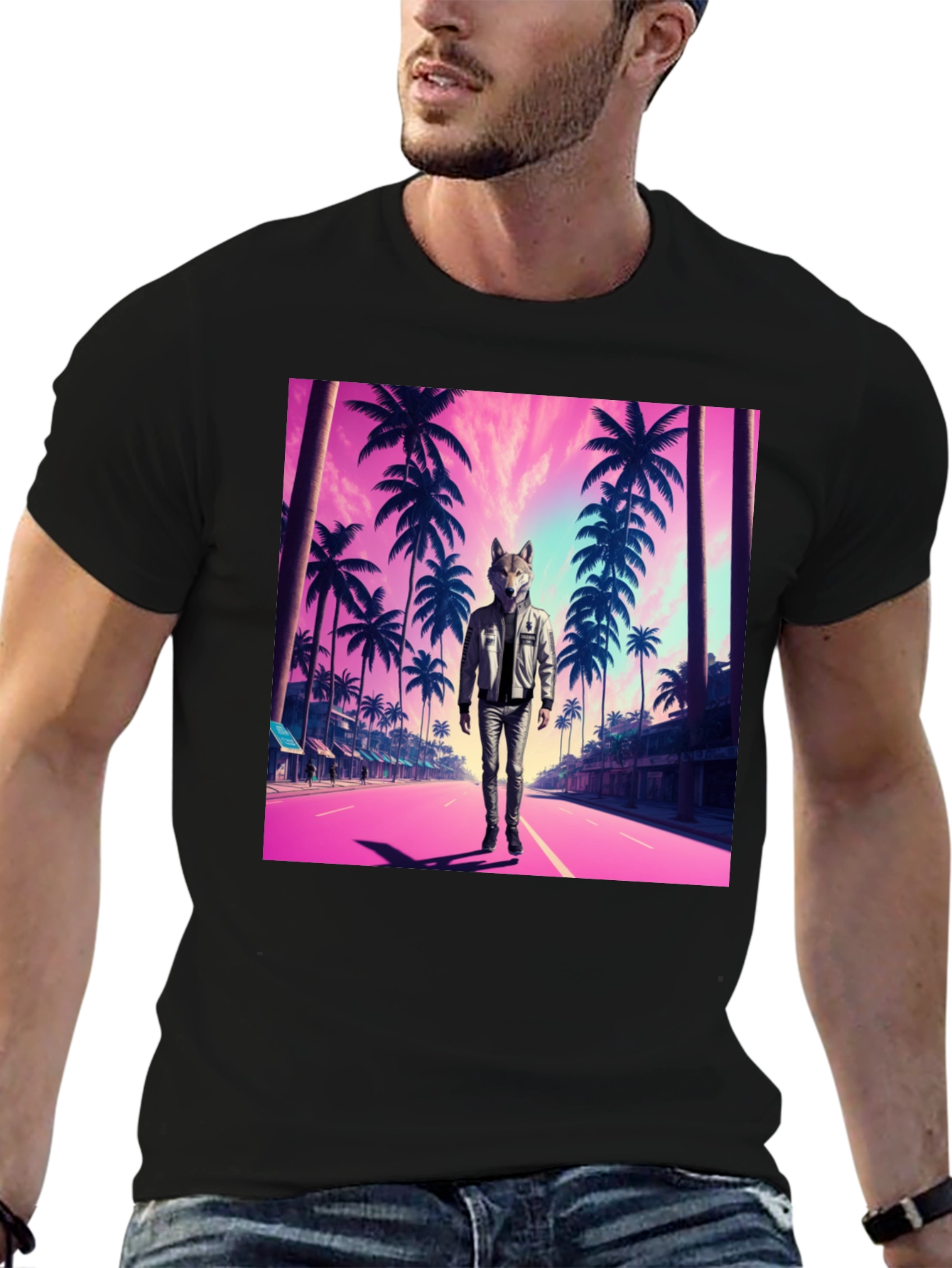 Wolf Head Retro Street T-Shirt